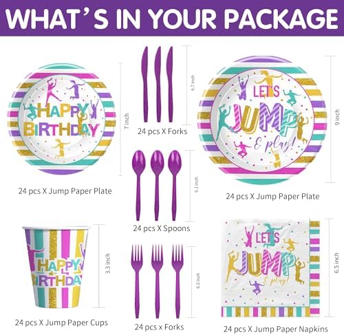 Jump Party Decorations Tableware Set for 24 Guests
