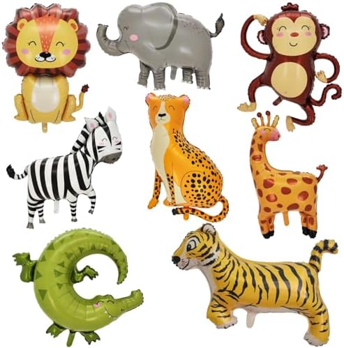 SAMOKA Large Safari Animal Balloons 8PCS 34-40 Inch