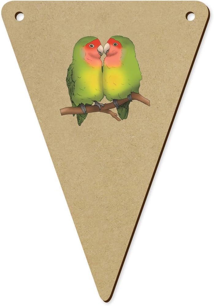 5 x 140mm Lovebirds Cuddling Wooden Bunting Flags