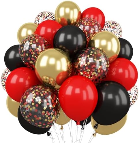 Red Black and Gold Balloons 60 Pack 12 Inches