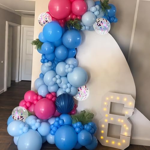 60pcs 12 Inch Pink Blue Balloons Set Confetti Birthday Decorations