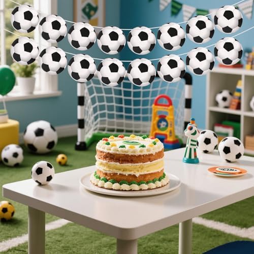 4PCS Soccer Party Banners with Pennant and Round Football Decorations