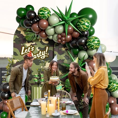 137pcs Camo Balloon Arch Kit for Jungle Birthday Decorations