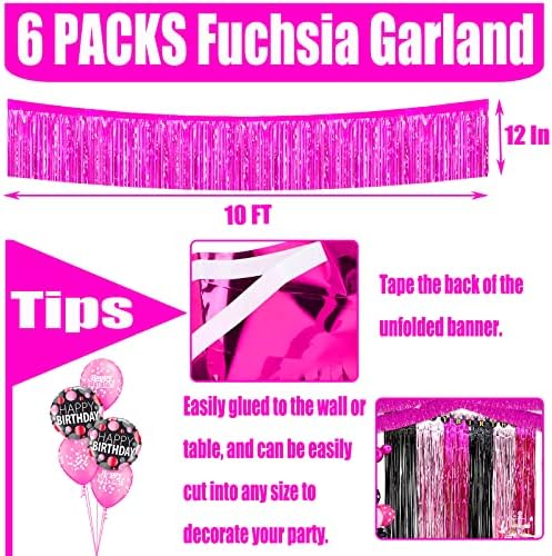 6 Pack 10 Feet Metallic Foil Garland Tinsel Streamers for Party Deco