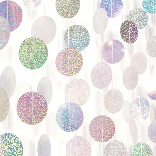 Iridescent Holographic Garland Streamers 52ft Birthday Party Decor