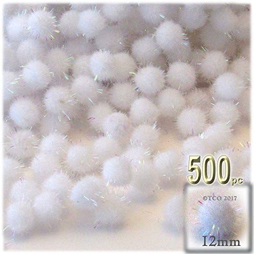 The Crafts Outlet Chenille Sparkly Pom Poms Red 05 Inch 500 Pc