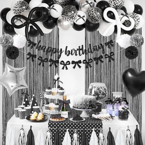 Black Bow Birthday Decorations Set