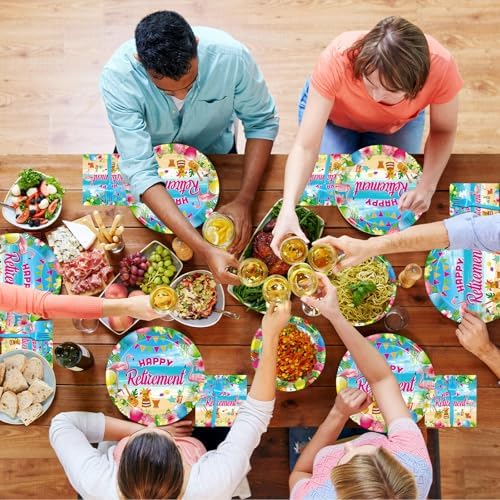 96 Pcs Hawaiian Aloha Retirement Party Plates Set