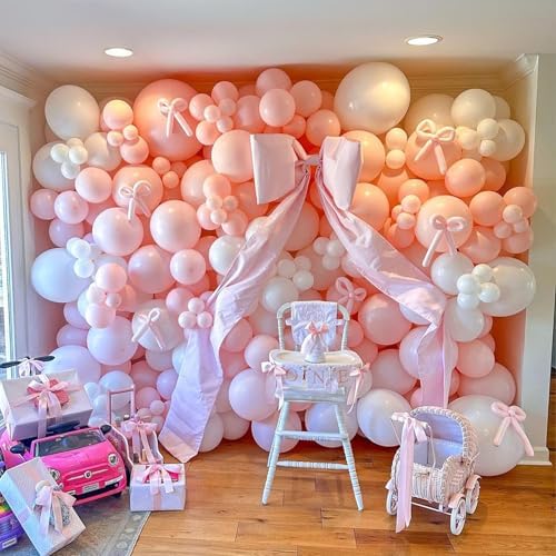 Coquette Birthday Balloon Decor Kit 149 Pcs Pink White