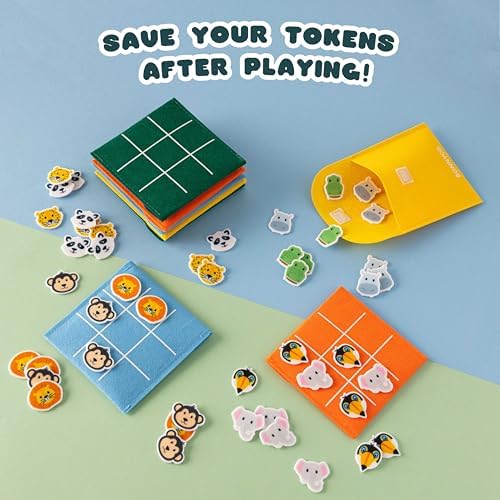 BONNYCO Tic Tac Toe Game Pack 16 Jungle Animals Kids Party Favors