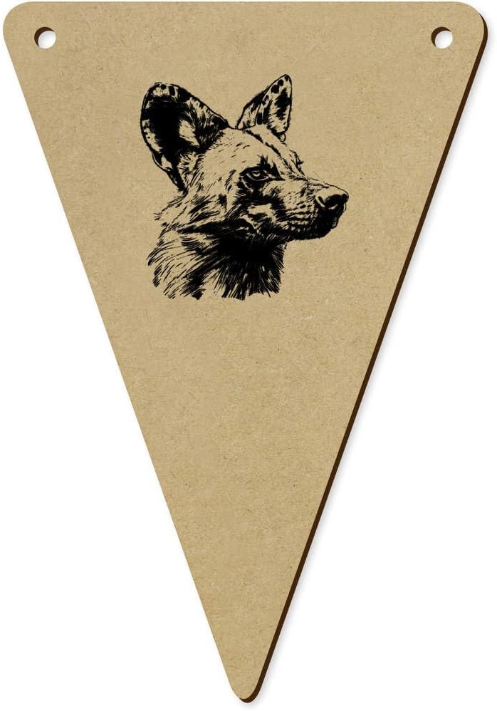 5 Pack African Wild Dog Side View Wooden Bunting Flags