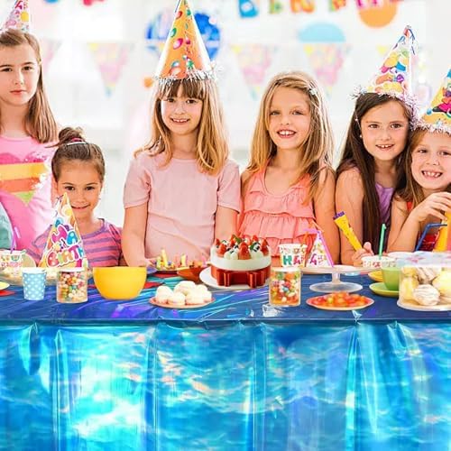 OQOQ Ocean Wave Iridescent Tablecloth 4 Pack 108x54 Inches