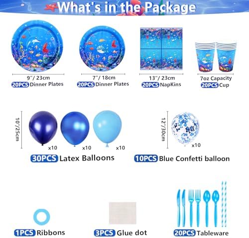 Dvaorc 206 Pack Under the Sea Party Supplies Set