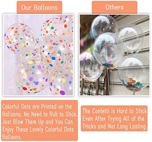 50 Piece Rainbow Polka Dot Balloons for Birthday Party