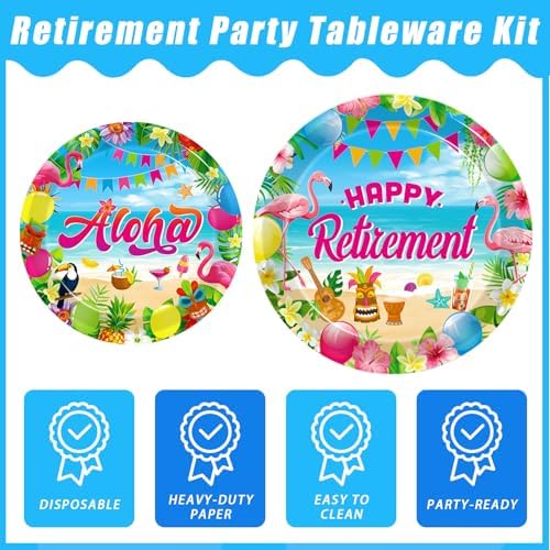 96 Pcs Hawaiian Aloha Retirement Party Plates Set