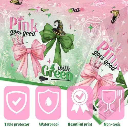 XFongFron Party Decor Tablecloths 3 Pcs Pink Green Bow Design