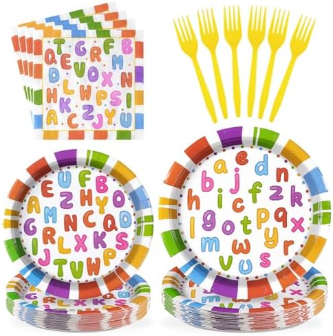 Grencian 96Pcs Alphabet Number Party Supplies Set for Kids and Adults