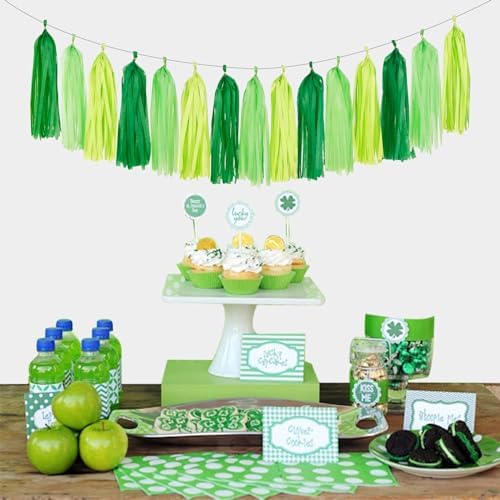 Green Party Decorations Tissue Pom Poms - 23pcs Set