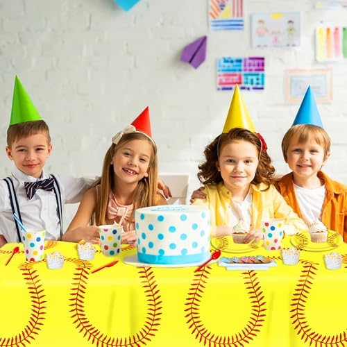 CC HOME Yellow Softball Themed Table Cover 54x87 Inch