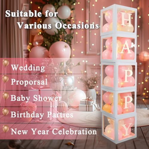 Ledio Clear Balloon Boxes with LED Lights and Letters