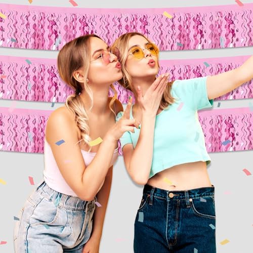6 Pack 10 Feet Pink Metallic Foil Garland