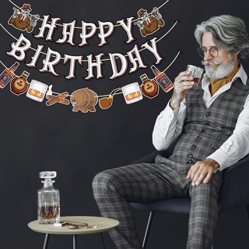 Qttier Whiskey Birthday Banner 30th 40th 50th