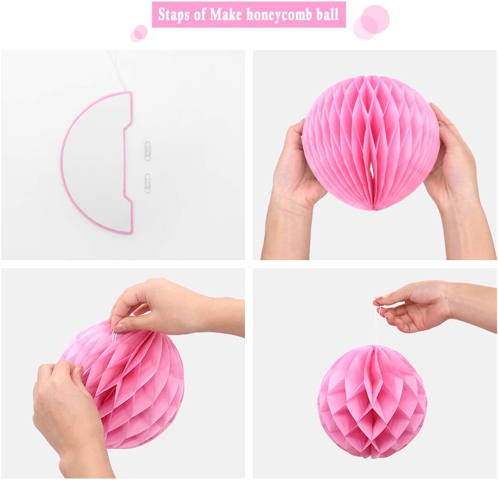 3pcs Blue Honeycomb Tissue Paper Balls for Party Decorations