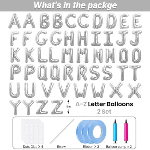 LIOZEOKUN 16 Inch Letter Balloons A-Z 2 Set Custom Phrase