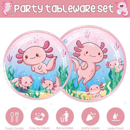 81 Pcs Axolotl Birthday Party Supplies Set