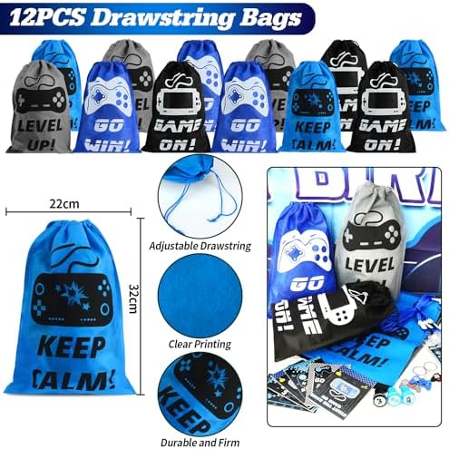 126 PCS Gaming Party Favors with Drawstring Bags