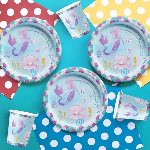 Mermaid Birthday Party Tableware Set for 24 Guests