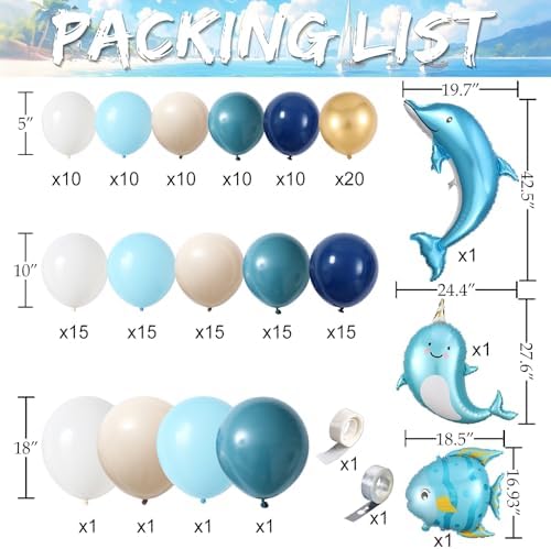 Nautical Balloon Arch Kit with Ocean Animals Decor