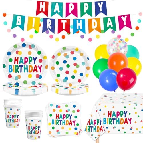 Detanpoly 158pcs Happy Birthday Party Set for Kids