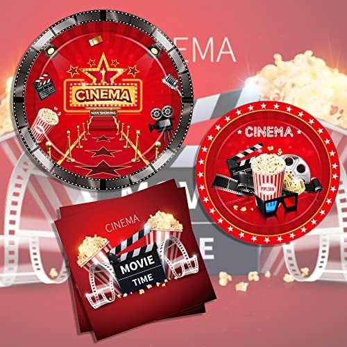 Movie Night Themed 24-Person Paper Plates Napkins Set