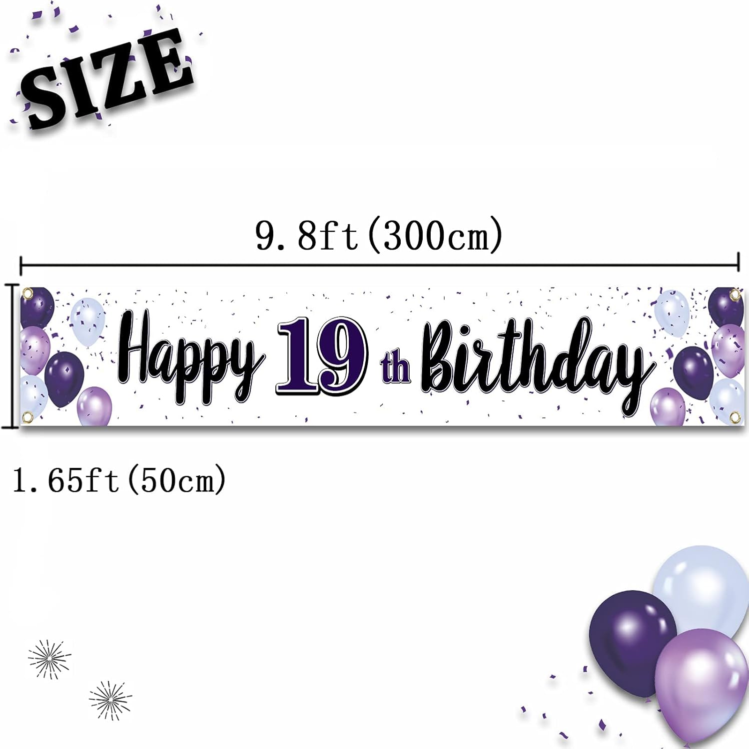 19th Birthday Balloon Banner Decoration