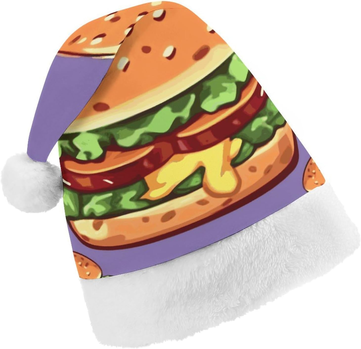 Cartoon Hamburger Christmas Hat for Adults and Kids