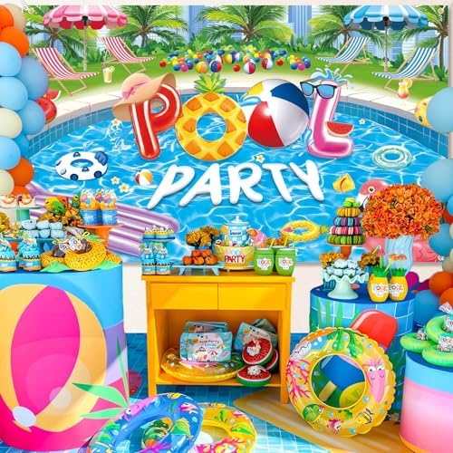 Pool Party Banner 6x36 ft Bright Colors