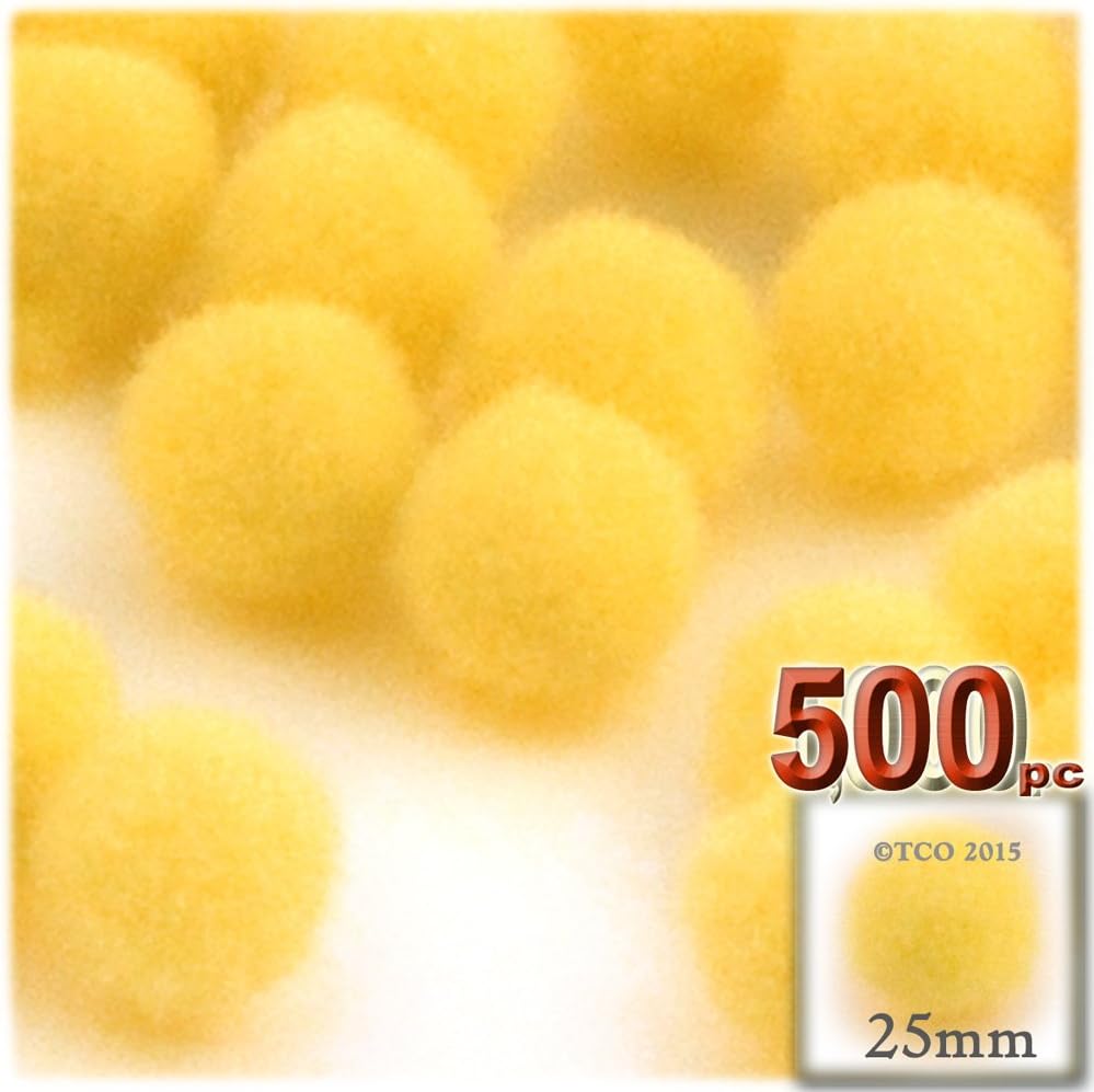 The Crafts Outlet 1000 Piece Light Yellow Pom Poms 25mm