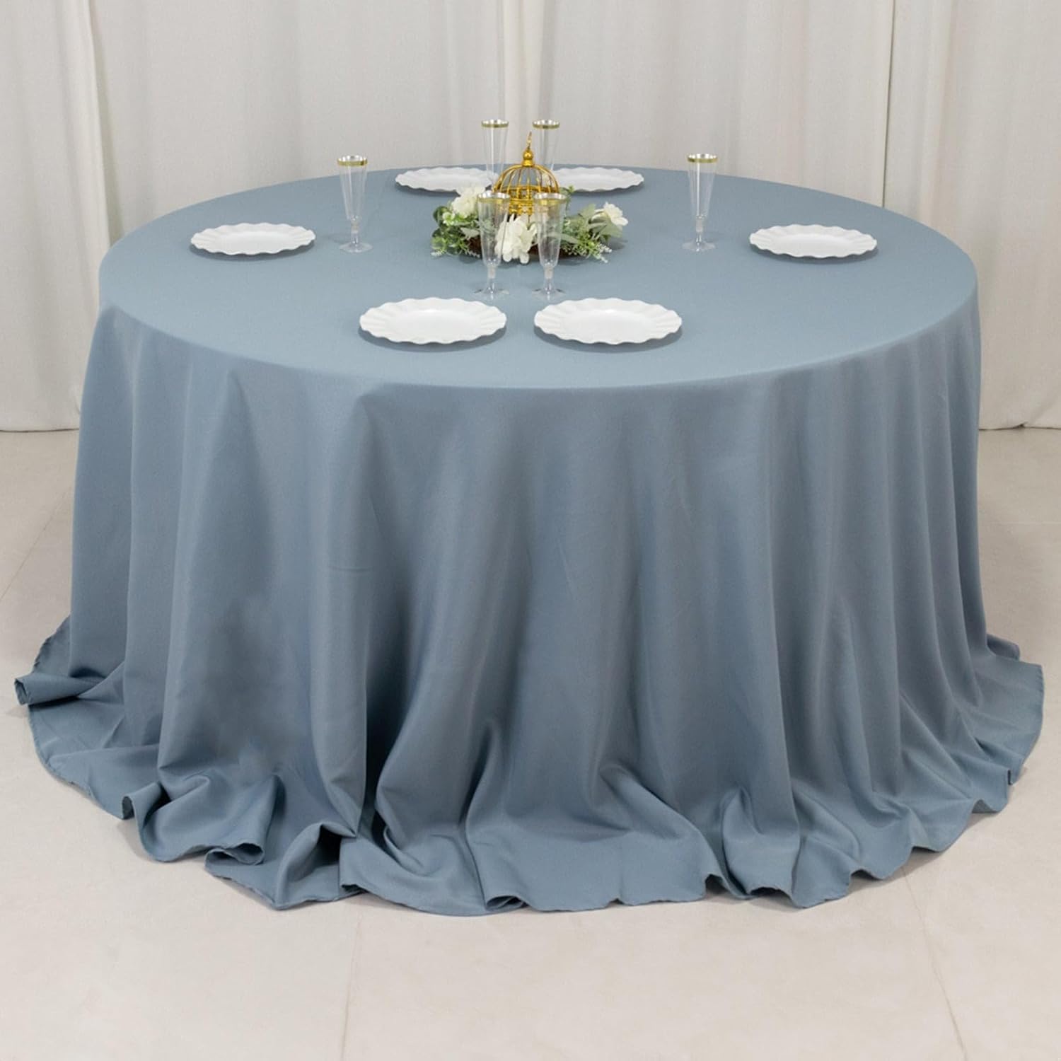 Balsa Circle 132 Inch Dusty Blue Round Tablecloth