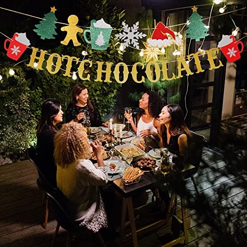 Glitter Christmas Hot Chocolate Banner for Holiday Decorations