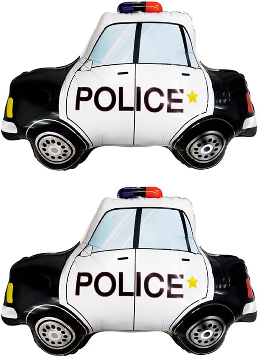 Police Car Foil Balloons 2 Pack Black Party Decor