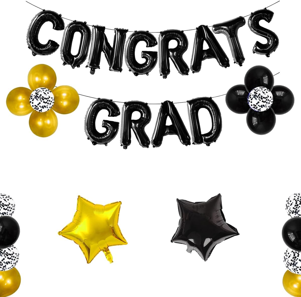 Black Graduation Congratulations Balloon Banner Kit 2025