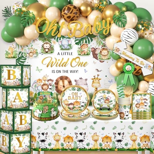 Cocomigo 260PCS Safari Baby Shower Decor Set