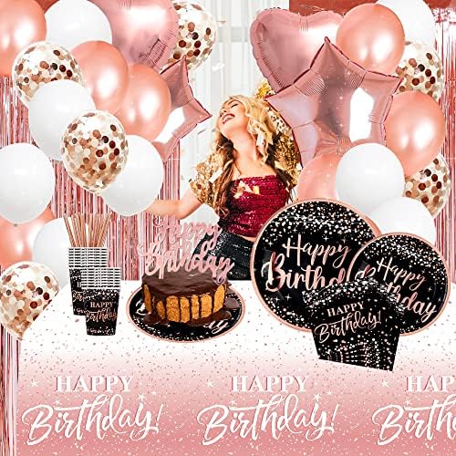 Rose Gold Birthday Decorations for Women - 170pcs