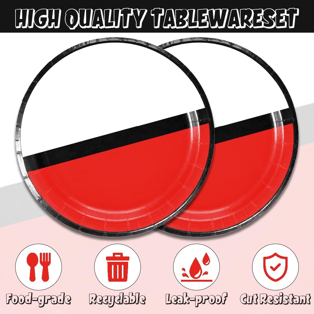 40 Pcs Red White Cartoon Party Plates Napkins