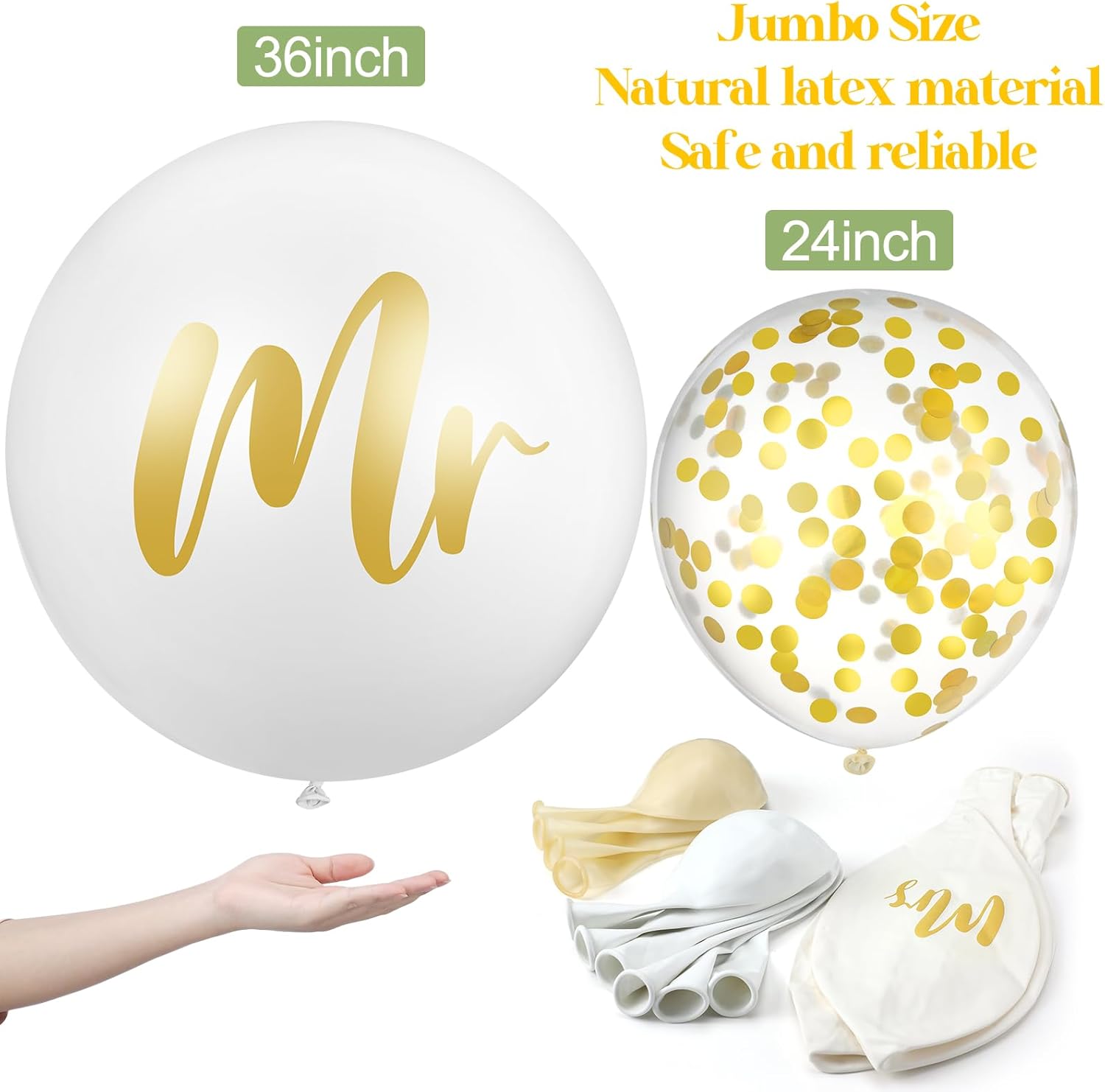 Wettarn 15 Pcs Giant Wedding Balloon Decor Kit