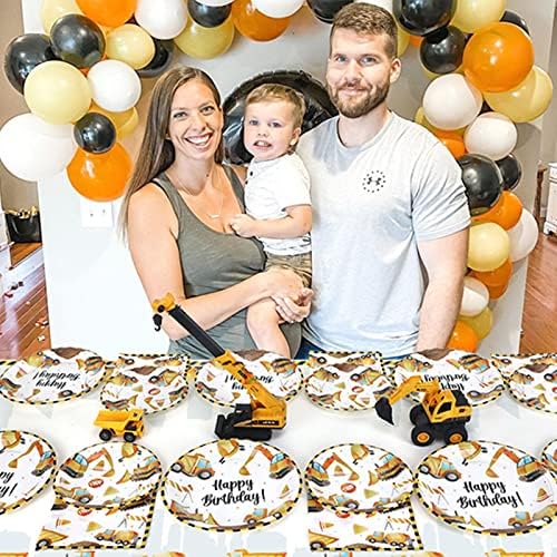 Construction Party Supplies with Birthday Banner 117PCS Excavator Tableware Set Serves 16