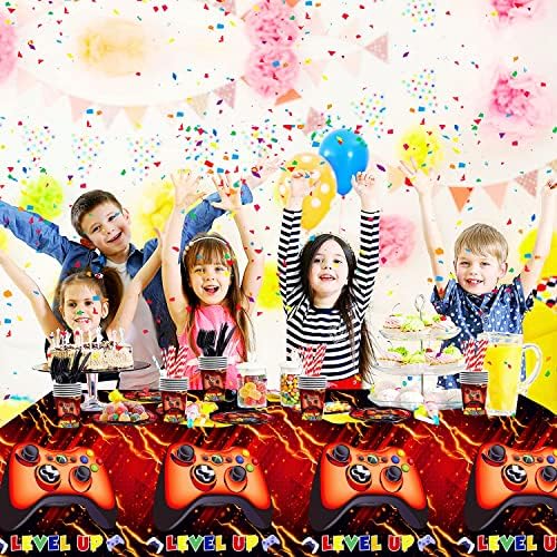 Mpanwen Red Gamer Party Supplies Set - 202Pcs for 25 Guests