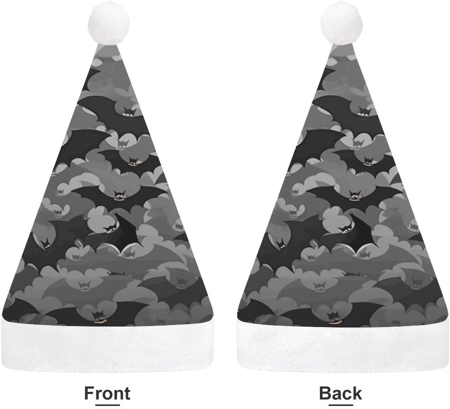 Santa Hat Halloween Bats Grey Christmas Headwear