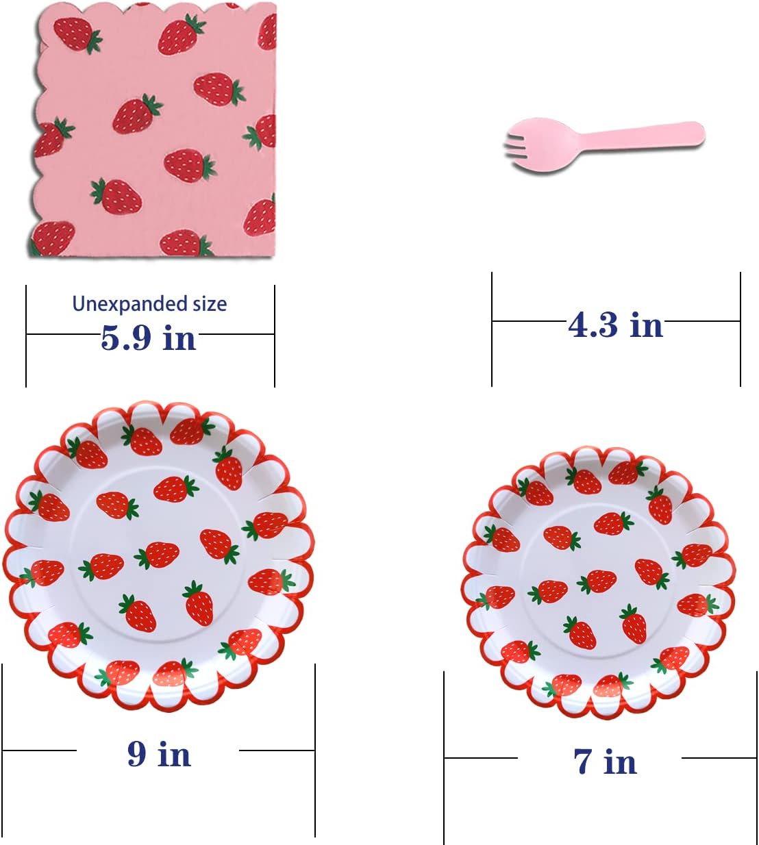 64 Piece Strawberry Themed Party Cutlery Set - Red for 16 Guests